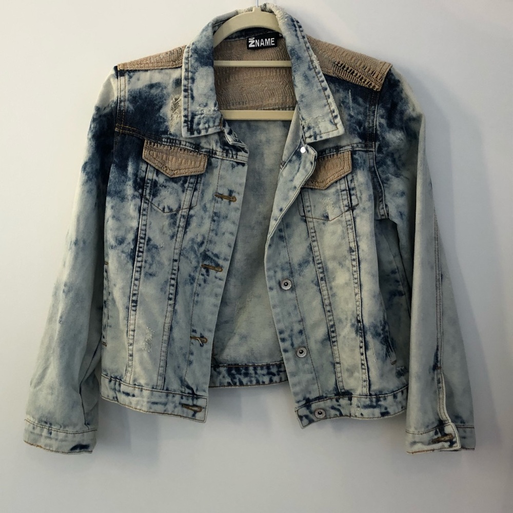 Whitewashed Denim Jacket with twine details